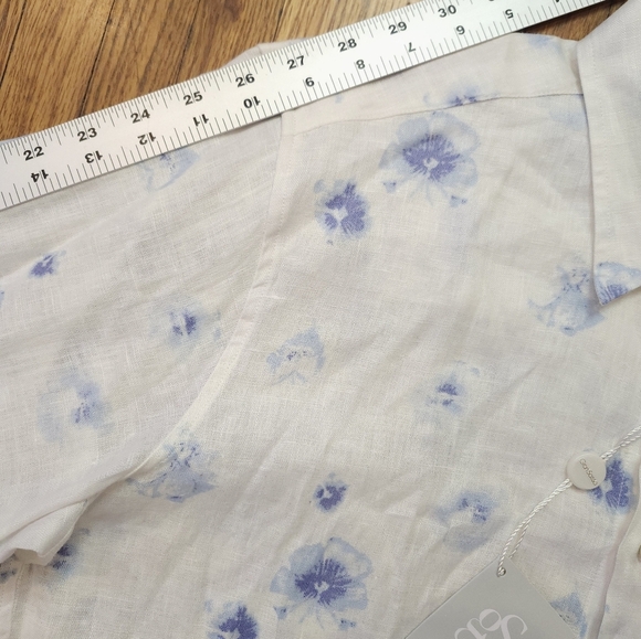 Gran Sasso Mens Linen Button Down Shirt Size 52 NEW White Floral Luxury - Picture 8 of 9